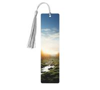 5 Pieces Wood Bookmark for Men Women Sunset time Wooden Bookmarks Unique Handmade Book Marks with Tassel Pendant Craft Bookmark for Book Lovers Birthday Teachers Gift