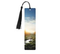 5 Pieces Wood Bookmark for Men Women Sunset time Wooden Bookmarks Unique Handmade Book Marks with Tassel Pendant Craft Bookmark for Book Lovers Birthday Teachers Gift