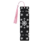 5 Pieces Wood Bookmark for Men Women White Snowflake Wooden Bookmarks Unique Handmade Book Marks with Tassel Pendant Craft Bookmark for Book Lovers Birthday Teachers Gift