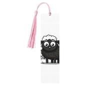 5 Pieces Wooden Bookmark for Men Women Cartoon Black White Sheep Book Markers Unique Handmade Book Marks with Tassel Pendant Craft Wood Bookmark for Teachers Birthday Gift