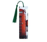 5 Pieces Wooden Bookmark for Men Women England UK Retro London Telephone Book Markers Unique Handmade Book Marks with Tassel Pendant Craft Wood Bookmark for Teachers Birthday Gift