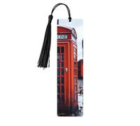 5 Pieces Wooden Bookmark for Men Women England UK Retro London Telephone Book Markers Unique Handmade Book Marks with Tassel Pendant Craft Wood Bookmark for Teachers Birthday Gift