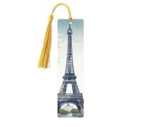 5 Pieces Wooden Bookmark for Men Women Reading Wooden Bookmarks Unique Handmade Wood Book Marks with Tassel Pendant Craft Paris Landmarks Pattern Bookmark for Book Lovers Birthday Teachers Gift