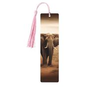 5 Pieces Wooden Bookmark for Men Women Wild Animals Elephants Book Markers Unique Handmade Book Marks with Tassel Pendant Craft Wood Bookmark for Teachers Birthday Gift