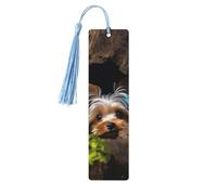 5 Pieces Wooden Bookmarks for Men Women A Little Yorkshire Terrier Nested Book Bookmarks Unique Handmade Tassel Hanging Wooden Bookmark Teacher Gift