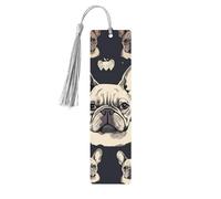 5 Pieces Wooden Bookmarks for Men Women, French Bulldog Book Bookmarks Unique Handmade Tassel Hanging Wooden Bookmark Teacher Birthday Gift