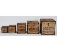 5 Pieces Wooden Crates Cube Set 5 Sizes Crates with Lid Boxes 16-38cm Wood