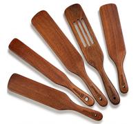 5-Pieces Wooden Spurtle Set - Acacia Wood Kitchen Tools for Cooking, Mixing & Stirring - Non-Stick Safe Spurtle Spatula Set