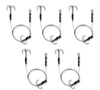5 Pike Deadbait Rigs Size 2 4 6 8 for Pike Fishing Trace Hooks Live Bait - Ready to go! (Barbless, Size 4 (Large))