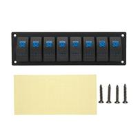5 Pin 8 Gang Rocker Switch Panel IP66 Blue Backlight 12 24V DC LED Light Switch for Marine Boat Truck with DIY Stickers Aluminum ABS Material