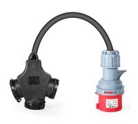 5-Pin CEE to 230V Socket Trasfer, CEE 16A 400V Plug To 3x230V Coupling Power Adapter Rubber Cable High Current Splitter, for RV, Yacht Charging Conversion (3 * 2.5mm²)