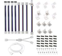 5 Pin LED Connector Kit for LED Strip Lights 5050 RGBW 12mm with 5 Pin Connector L-Shape Corner Connector, Cable, Direct Use Without Welding 5 Pin Extension Cable, Provides Most Parts for DIY