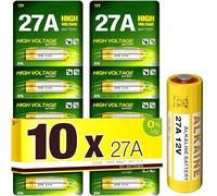 5 Plus 27A 12V Alkaline Batteries 10-Pack A27, V27A, LR27A, MN27, L828 Replacement Batteries for Garage Door Remotes, Keyless Entry, Wireless Doorbells & Security Devices