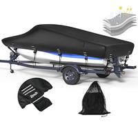 5-ply 1200D Boat Cover with Storage Bag, Widened Straps for Trailering & Mooring, Fits 22-24ft Bass Boat, V-Hull, Tri-Hull Runabout Pro-Style Fishing Boat - Waterproof Anti-uv and Breathable