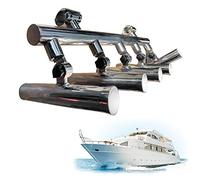 5 Pole Fishing Rod Holders Stainless Steel Clamp on 21.1- 42.2mm 35° Adjustable Fishing Rod Holder Deck Mount Fishing Rod Holders Linked Fishing Rod Rack for Truck Boats Yacht