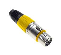 5 Pole XLR Socket, Yellow - Female Audio Mic Microphone DMX Plug Jack Socket, Nicked-Plated Adapter, Metal Construction Connector With Plastic Housing