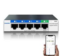 5-Port Gigabit Switch,Easy Smart Managed,Plug & Play,Desktop/Wall-Mount,Sturdy Metal,Home Network Hub,Office Ethernet Splitter,Silent Operation,Support QoS,Vlan,DHCP,Web Interface/Phone App Monitor