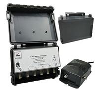 5 Port Outdoor Masthead Amp | 5 Way Output Aerial Amplifier & Power Supply Unit (PSU)| F-Type Signal Splitter Booster Box | DC 4G LTE Digital TV Home | Loops
