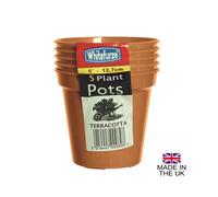 (5" Pot (Pack of 5)) Terracotta Colour Plastic Plant Flower Pots or Saucers - Various sizes 3" to 15"