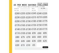 5 Pounds sterling Weekly Savings Challenge: £5 Per Week Saving Planner To Save £6000 And £890 In 12 Months - 52 Week Money Challenge Tracker (Includes Reverse Version)