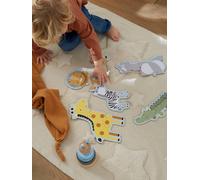 5 Progressive Puzzles with 3 to 6 Cardboard Pieces, Savannah beige light solid with design