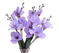 5-Prong Artificial Floral Display with Gladioli and Magnolia for Entryway Console Table or Desk Decor (snow cyan)