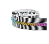 5# Purple/Pink/Green/Silver/Light Gold Good Flexibility Nylon Zipper Tape, Abrasion Resistance Sliders Plastic Zip 1pc(BlackColored,2Meters)