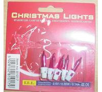 5 Push in Dark Pink Fairy Bulbs with White Flat Base 2.5v 0.35w 0.14a (S101)