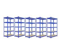 MonsterShop 5 Q-Rax Garage Racking Shelving Storage Heavy Duty Shelves Industrial Solutions, 200Kg Per Shelf, 90Cm