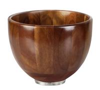 5 Qt Wood Mixing Bowl, Compatible with KitchenAid 4.5-5 Quart Tilt-Head Stand Mixers, Vortex Flow Design, Handcrafted Acacia Wood Replacement Bowl with Stainless Steel Base, Quiet Non-Stick for Baking