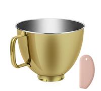 5 Quart Stainless Steel Mixer Bowl for KitchenAid Classic&Artisan Series 4.5-5 QT Tilt-Head Mixer, Gold Color, 18/8 Stainless Steel, Silicone Scraper, Dishwasher Safe. Fit K45SS KSM75 KSM90 KSM150
