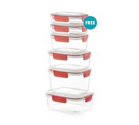 (5, Red) Food Plastic Storage Container Airtight Seal Clip Lock Lid Dishwasher Safe