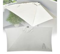 5-Rib Rectangular Umbrella Replacement Canopy, UV-Resistant Patio & Courtyard Cover, 2x1m (6.5'x3.3'), White, Durable Outdoor Umbrella Top