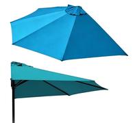 5 Ribs Umbrella Replacement Top Cover For Garden Deck Pool Beach, 270cm 300cm Foldable Half Patio Umbrella UV Protection Waterproof Heat Insulation, Multiple Colors Available(Blue,2.7m)