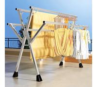 5-Rod Heavy-Duty Clothes Drying Rack - Expandable & Foldable Laundry Dryer - XXL Stainless Steel Clothes Hanger with Clips & Hooks 2m/6.5ft Capacity