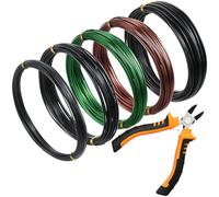 5 Roll Tree Training Wires 160 Feet Total with Bonsai Wire Cutter Anodized Aluminum Wire 1/1.5/2.0 mm Training Wire for Holding Bonsai Branches Small Trunks (Black, Green, Brown)