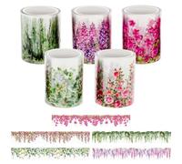 5 Rollen Blumenblatt Washi Tape Set Cute Sticker Tape für Scrapbooking Scrapbook Stickers Vintage Klebeband Bunt Transparent PET Washitape Blumen Sticker für Journaling Fotoalbum Junk Journal Zubehör