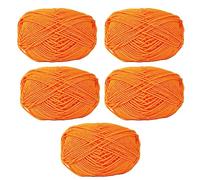 5 Rolls 50 Grams Soft Cotton Crochet Yarn Skein Knitting Thread String for Christmas Ornaments Scarf Beanie Hat Winter Accessories Dolly Craft Weaving (Pink) (Orange)