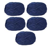 5 Rolls 50 Grams Soft Cotton Crochet Yarn Skein Knitting Thread String for Christmas Ornaments Scarf Beanie Hat Winter Accessories Dolly Craft Weaving (Pink) (Navy Blue)