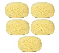 5 Rolls 50 Grams Soft Cotton Crochet Yarn Skein Knitting Thread String for Christmas Ornaments Scarf Beanie Hat Winter Accessories Dolly Craft Weaving (Pink) (Light Yellow)