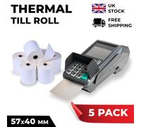 (5 Rolls) 57 x 40mm Thermal Till Rolls PDQ Rolls Credit Card Receipt