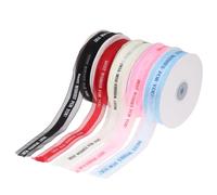 5 Rolls Best Wishes Satin Ribbon and Gift Packaging | Printed Floral Wrapping Trim, 2.5cm by 50 Yards, Neat Bow Tying for Florists and Decorators