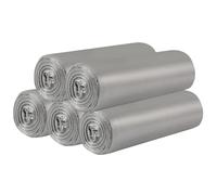 5 Rolls Bin Bags Liner 100 Counts, 10L Food Waste Bags Small Trash Bag for Bathroom, Bedroom, Office, Kitchen, Unscented Silver Bin Bags
