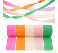 5 Rolls Crepe Paper Streamers, Colorful Pastel Party Streamers for Birthday, Wedding, Baby Shower, Bachelorette,Fiesta,Home Decor & DIY Crafts