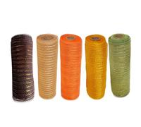 5 Rolls Deco Mesh 10 Inch Rolls 30ft Deco Mesh Orange Gold Champagne Green Brown Halloween Ribbon for Fall Thanksgiving Party Home Fabric Ribbon Halloween Wreath Supplies