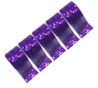 5 Rolls Deep Purple 9 Rows Square Sequins Trim Glitter, Coloured Sequin Ribbon Borders Trim, for DIY Crafts Stage Costumes Curtains Headband Fringe Sewing