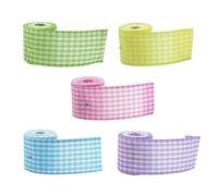 5 Rolls Easter Plaid Wired Ribbon, Purple, Yellow, Blue, Green, Pink Spring Wired Ribbon for Wreaths, Gift Wrapping, Home Decor, 2"6yds, 30yards