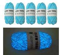 5 Rolls Glow in The Dark Yarn, Upgraded Glowing Knitting Crochet, Luminous Yarn Sewing Supplies for DIY Arts Crafts, Gift(Blue)