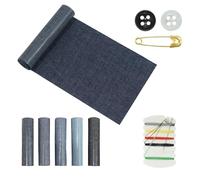 5 Rolls Iron on Patches 8x51cm Fabric Denim Patches for Jeans Iron On Clothing Strongest Adhesive for Jeans Repair Kit Decorating Kit(Black/Dark Blue/Royal Blue/Sky Blue/Light Blue