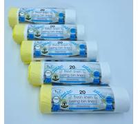 5 Rolls of 20 Fresh Linen Swing Bin Liners 50L Extra Strong Drawstring Snug Fit